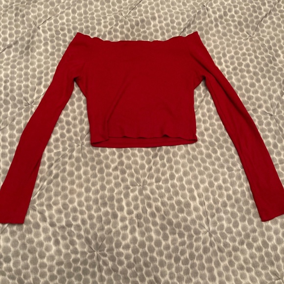 Brandy Melville Tops - Brandy Melville red ribbed cropped shirt